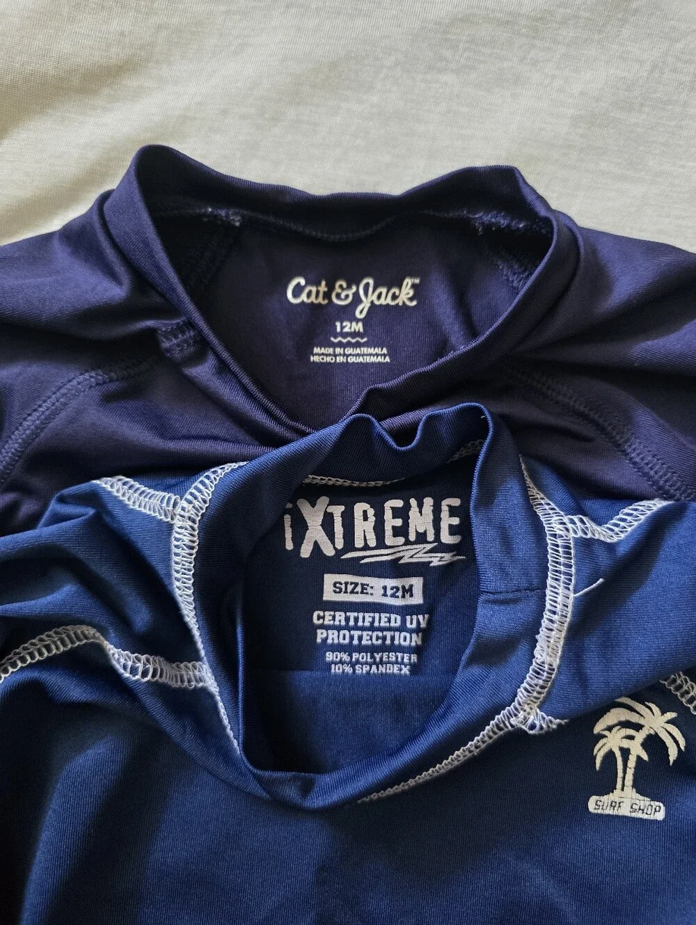 Baby Navy Blue Rash Guard Tops - Short & Long Sleeve - Size 12M